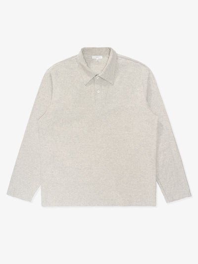 Two Button Nep Polo Grey Melange