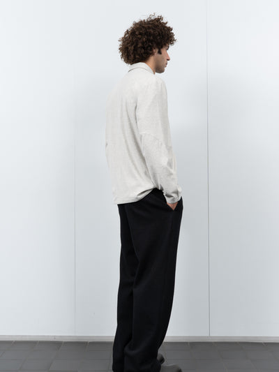 Two Button Nep Polo Grey Melange