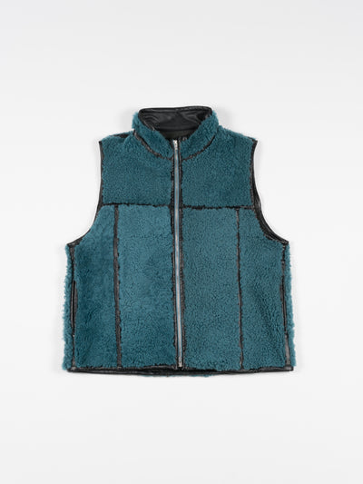 Sheep Boa Shearling Vest Blue