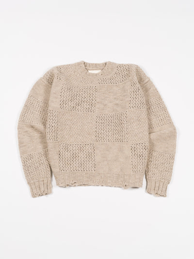 Patchwork Sweater Gray Beige