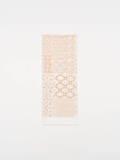 Scarf White & Natural Embroidered Cotton