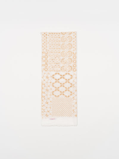 Scarf White & Natural Embroidered Cotton
