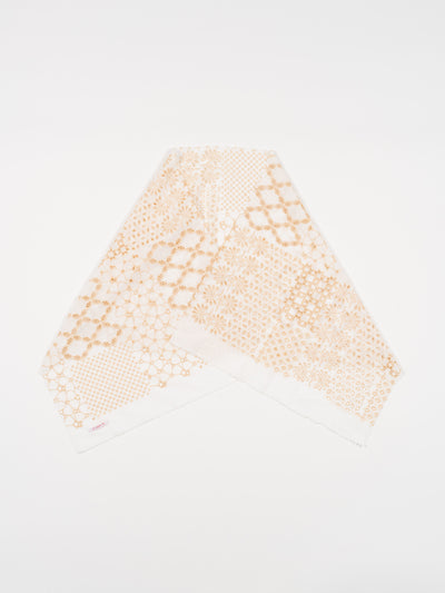 Scarf White & Natural Embroidered Cotton