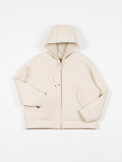 Sponge Tropical Wool Zip Hoodie Ivory