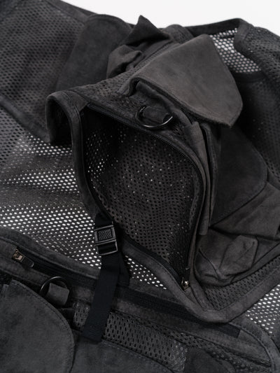 Suede Mesh Vest Black