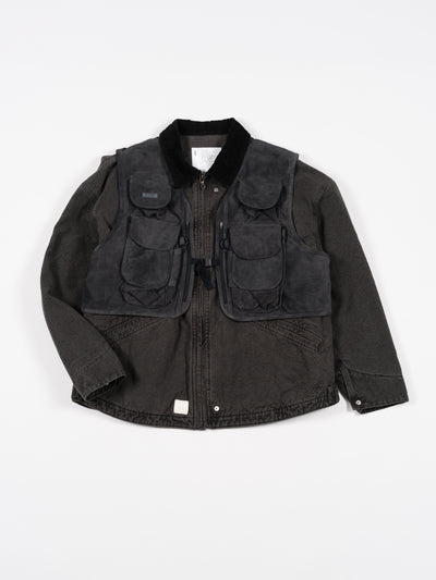 Suede Mesh Vest Black