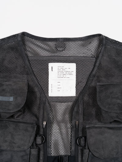 Suede Mesh Vest Black