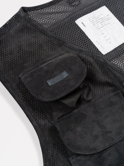 Suede Mesh Vest Black