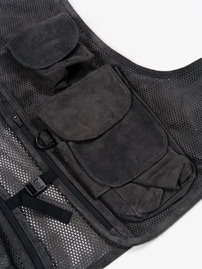 Suede Mesh Vest Black