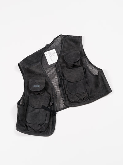 Suede Mesh Vest Black