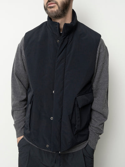 Stand Collar Padded Vest Dark Navy