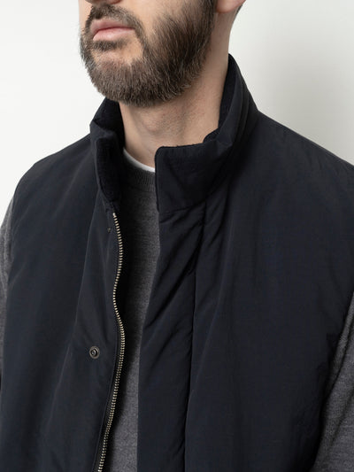 Stand Collar Padded Vest Dark Navy