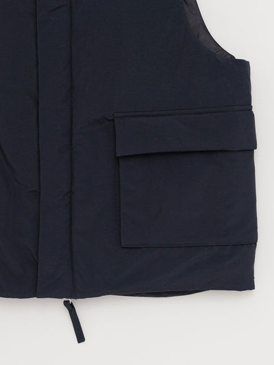 Stand Collar Padded Vest Dark Navy