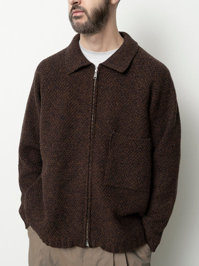 5G Knitted Blouson Melange Brown