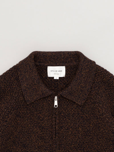 5G Knitted Blouson Melange Brown