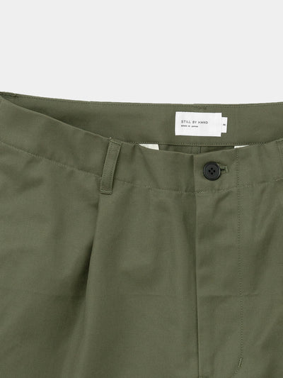 Selvedge Knee Tuck Pants Olive | Pants | Meridian