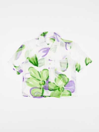 Aloha Shirt Translucent Green & Purple Floral Viscose