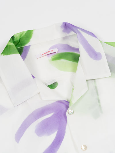 Aloha Shirt Translucent Green & Purple Floral Viscose
