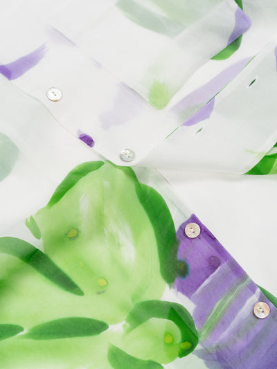Aloha Shirt Translucent Green & Purple Floral Viscose
