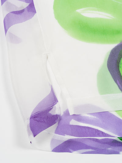 Aloha Shirt Translucent Green & Purple Floral Viscose