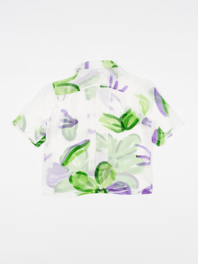 Aloha Shirt Translucent Green & Purple Floral Viscose