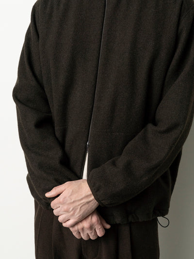 Cashmere Mixed High Neck Blouson Dark Brown