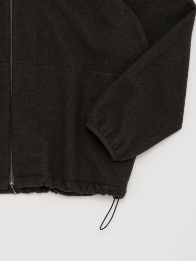 Cashmere Mixed High Neck Blouson Dark Brown