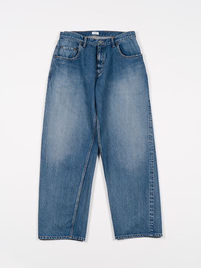 Baggy 5 Pocket Pants Medium Dark Blue Damage