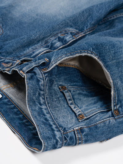 Baggy 5 Pocket Pants Medium Dark Blue Damage