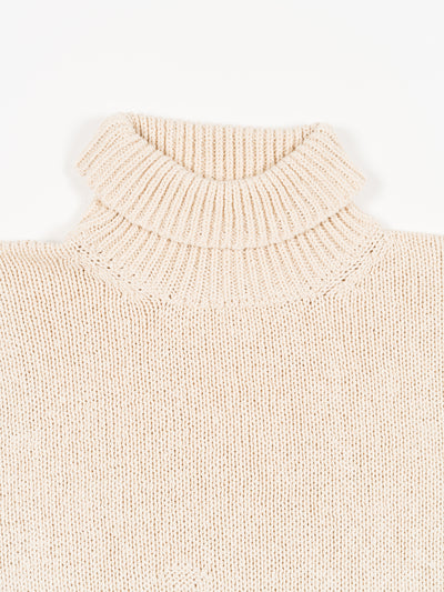 Cotton Roll Neck Fish Sweater Ecru