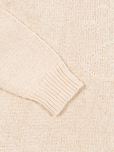 Cotton Roll Neck Fish Sweater Ecru