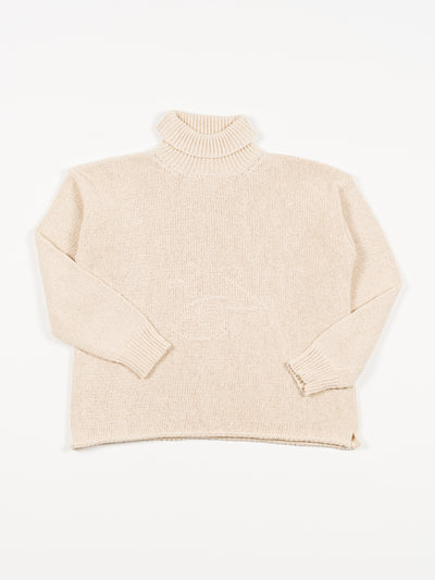 Cotton Roll Neck Fish Sweater Ecru