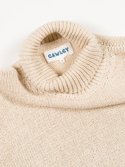 Cotton Roll Neck Fish Sweater Ecru