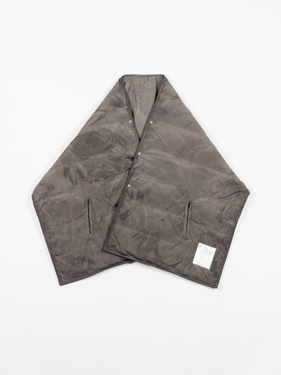 Hand-Dyed Down Stole Vest Charcoal