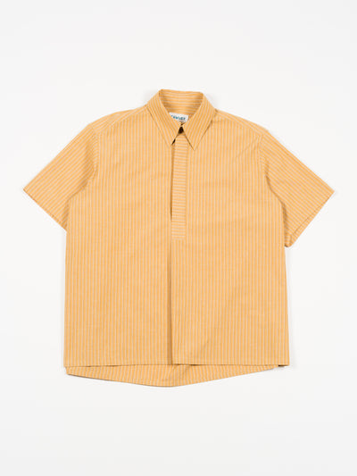 Japanese Striped Cotton Elvas Shirt Mustard Stripe