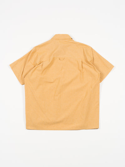 Japanese Striped Cotton Elvas Shirt Mustard Stripe