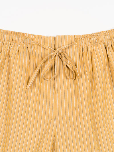 Japanese Striped Cotton Hilda Short Mustard Stripe
