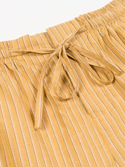 Japanese Striped Cotton Hilda Short Mustard Stripe
