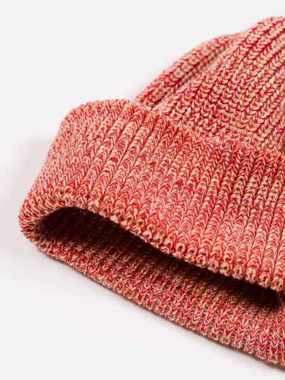 Knit Watch Cap Red Melange