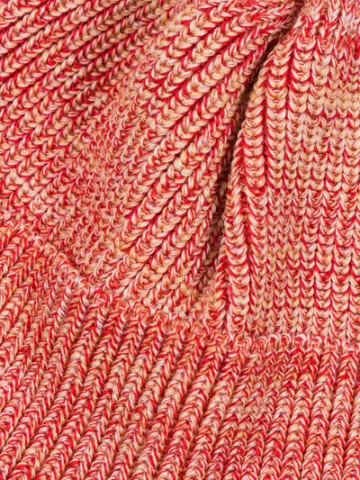 Knit Watch Cap Red Melange