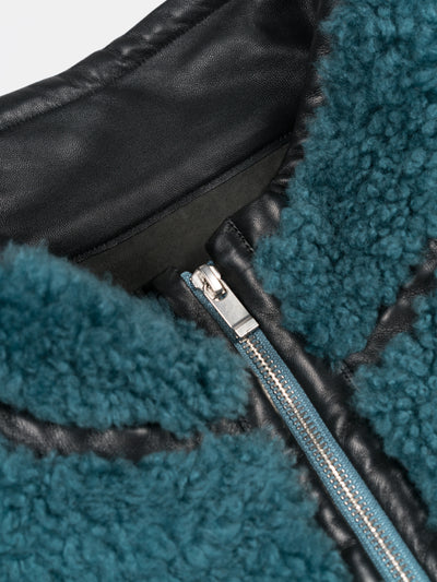 Sheep Boa Shearling Vest Blue