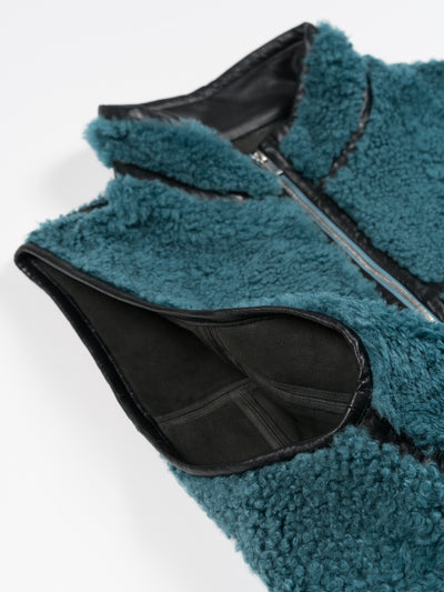 Sheep Boa Shearling Vest Blue