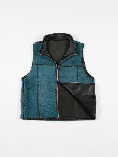 Sheep Boa Shearling Vest Blue