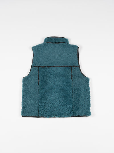 Sheep Boa Shearling Vest Blue