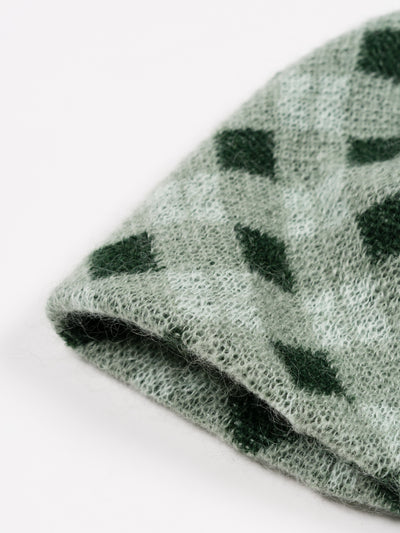Mohair Skully Green Argyle