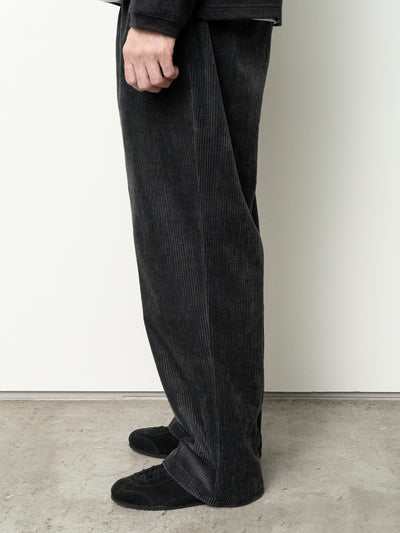 Corduroy Straight Pants Blue Charcoal
