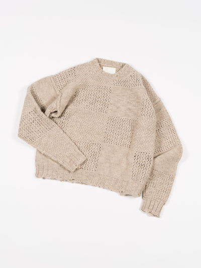 Patchwork Sweater Gray Beige