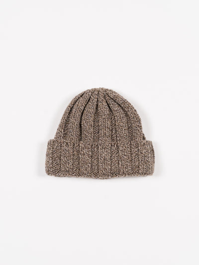 Rib Beanie Heather Brown