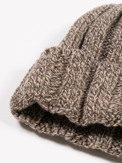 Rib Beanie Heather Brown