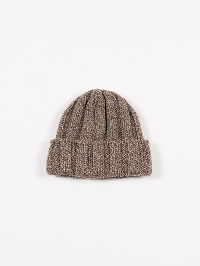 Rib Beanie Heather Brown